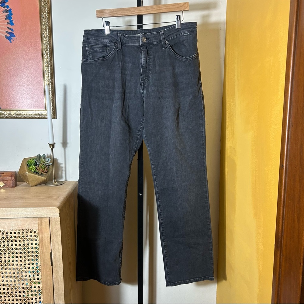 Mavi Men's Matt Relaxed Straight Leg Jeans Mid Rise Washed Black Charcoal Gray
